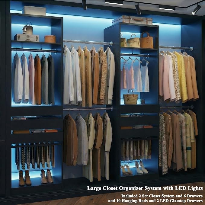 Closet System Set of 2, 5.7-10.4FT Closet Organizer System - Image 5