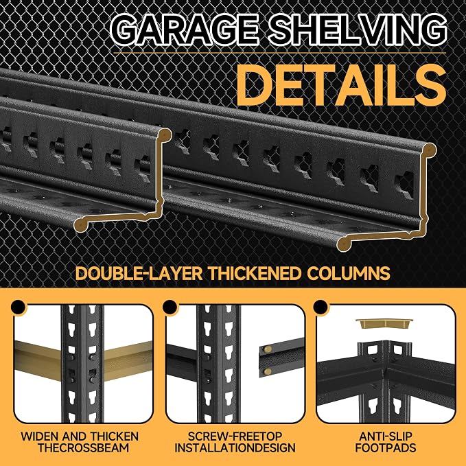 2-Pack 71.9" H 39.4" W Garage Shelving 3000lbs Garage Storage Shelves, - Image 8