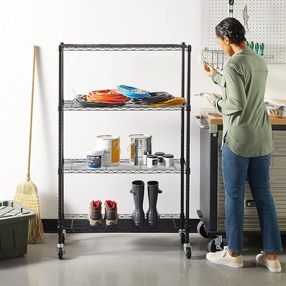 Amazon Basics 4-Shelf Adjustable, Heavy Duty Storage Shelving Unit on 3'' Wheel - Image 7
