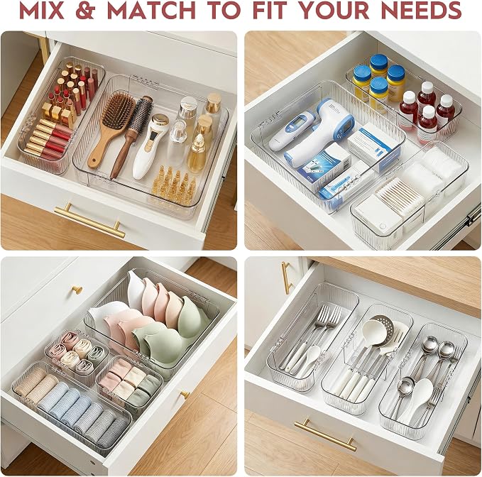 Expandable Drawer Organizer Set, 4-Piece Storage Trays - Image 7