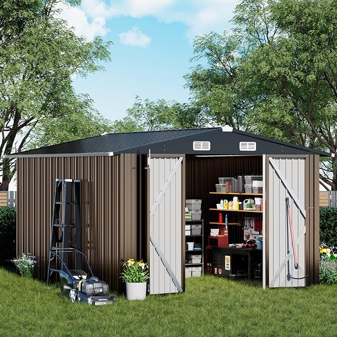 COMHOMA Shed Outdoor Storage Shed Metal, Lockable Doors Tool Sheds - Image 2