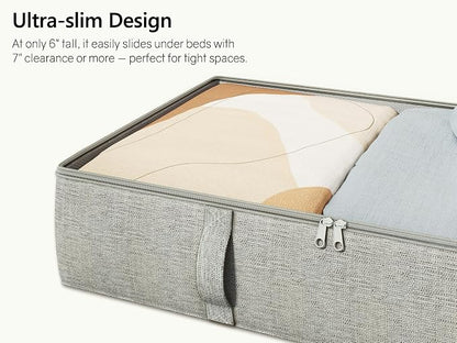2-Pack Under Bed Storage Containers, 6 Inches Tall Underbed Clothes Storage - Image 3