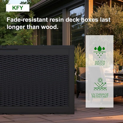 DRATO 320 Gallon Deck Box, Outdoor Large Waterproof Resin Storage Box - Image 4
