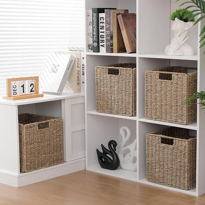 10.5 x 10.5in Seagrass Storage Baskets Set of 4, Cube Foldable Woven Storage - Image 6