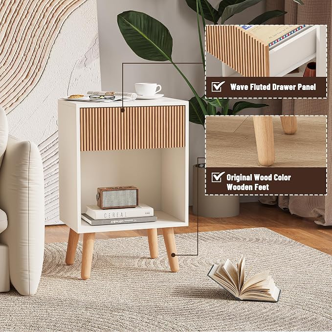 Fluted Nightstand, Modern Bedside Table - Image 4