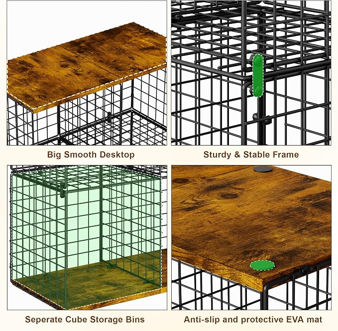 Free-standing Sturdy Tall 6-Cube Closet Organizer Storage Wire Basket Shelf - Image 9