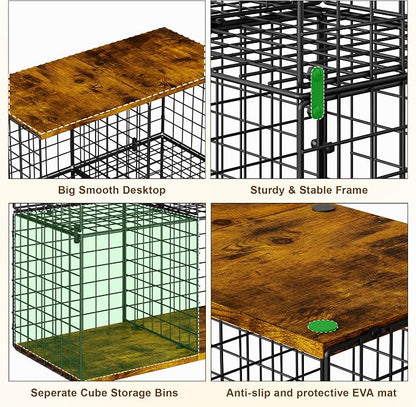 Free-standing Sturdy Tall 6-Cube Closet Organizer Storage Wire Basket Shelf - Image 9