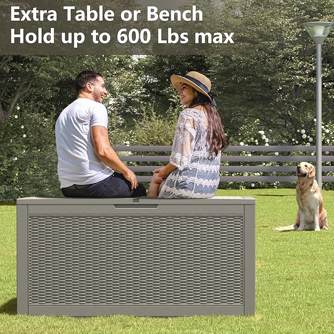 NUNU LAB 102 Gallon Large Waterproof Resin Deck Box, Lockable Outdoor Storage - Image 4