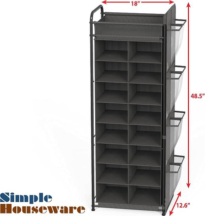 Simple Houseware 16 Cube Shoe Stand Tower Rack 8 Tier, Dark Gray | Top Shelf - Image 3