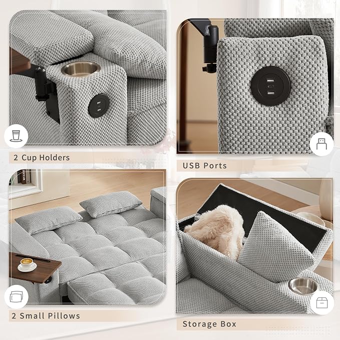 hansones 65'' 3-in-1 Folding Convertible Sofa Bed, Queen Size Pullout Sofa - Image 4