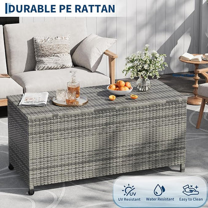 125 Gallon Large Deck Box Waterproof PE Rattan Outdoor Storage Box - Image 6