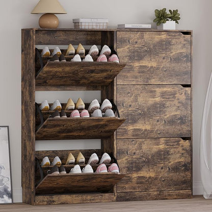 BORNOON Shoe Cabinet with 6 Flip Drawers, Slim Narrow Shoe Storage Cabinet by BORNOON