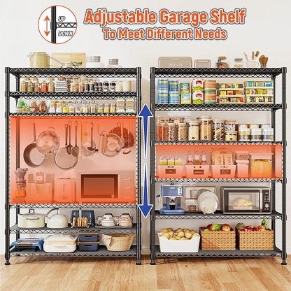 REIBII 75" H Metal Shelving 6 Tier Storage Shelf Adjustable Kitchen Shelf Wire - Image 6
