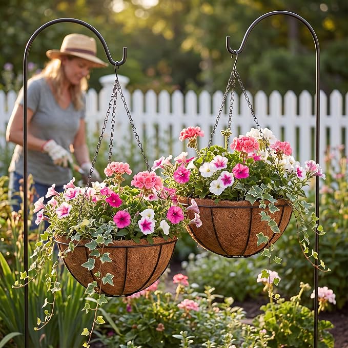2 Pack 10" Metal Hanging Planter Baskets - Image 5
