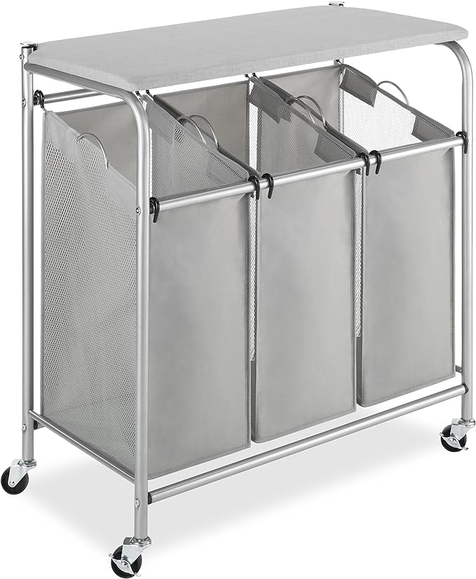 Whitmor 3 Section Rolling Laundry Sorter by Whitmor