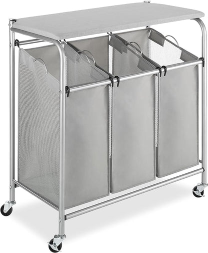 Whitmor 3 Section Rolling Laundry Sorter by Whitmor