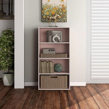 Homes: Inside + Out Apexa 4-Tier Cube Storage Organizer Shelves, Stackable Wood - Image 2