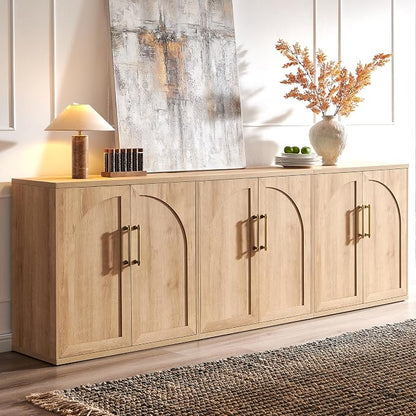 ACCOHOHO Arched Door Sideboard Buffet Cabinet Set of 3, Natural Oak | Modular by ACCOHOHO
