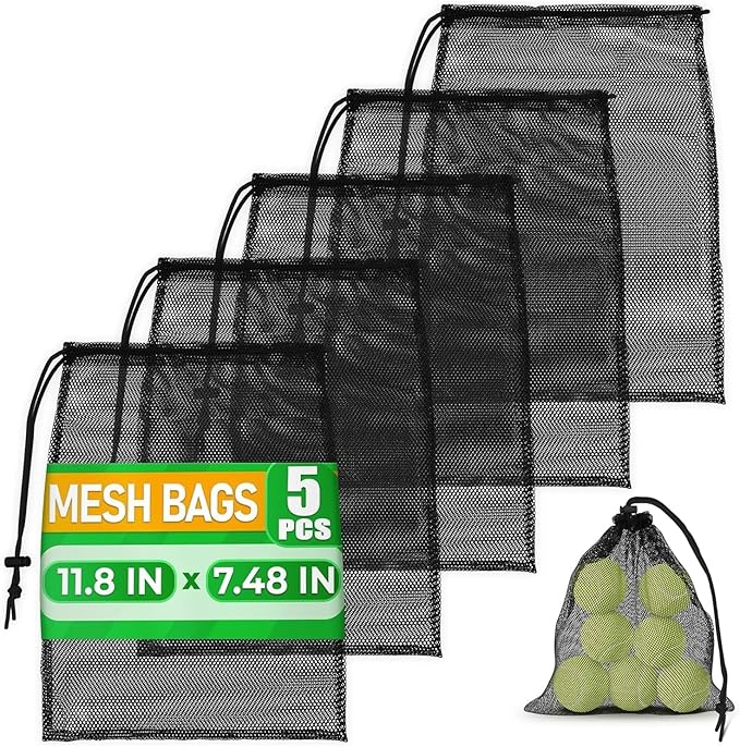 5 Pcs Small Mesh Bag Bulk, 11.8" x 7.48", Breathable Nylon | Reusable Small by TheLittleGreenChange