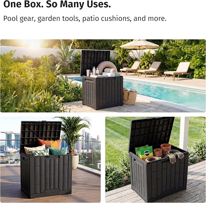 EAST OAK 31 Gallon Outdoor Storage Box, Waterproof Deck UV-Resistant Resin Bin - Image 8