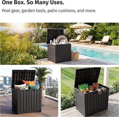 EAST OAK 31 Gallon Outdoor Storage Box, Waterproof Deck UV-Resistant Resin Bin - Image 8
