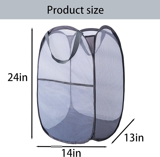 Foldable Mesh Popup Laundry Hamper, Laundry Basket Easy to Open and Fold - Image 5