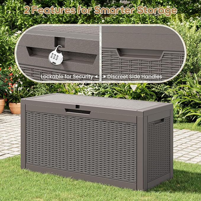 Outdoor Storage Box, 72 Gallon Resin Deck Boxes Outdoor Waterproof - Image 4