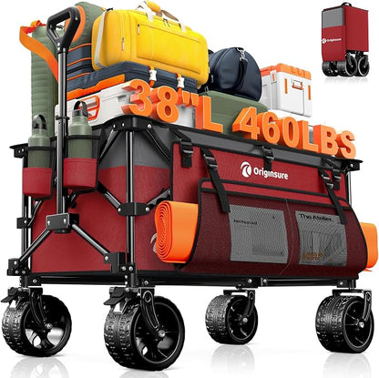 220L Collapsible Wagon Cart Foldable, 460lbs Load Capacity Heavy Duty Folding by Unknown