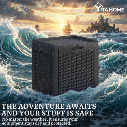 YITAHOME 35 Gallon Outdoor Deck Box, Lockable Waterproof Storage Box, Resin - Image 4