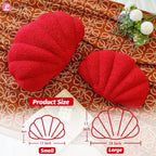 Red Seashell Throw Pillows, Shell Shaped Throw Pillows, 13 Inch Soft Home Decorative Pillow Plush Cushion for Bed Couch Living Sofa Room Decor Accent Throw Pillow