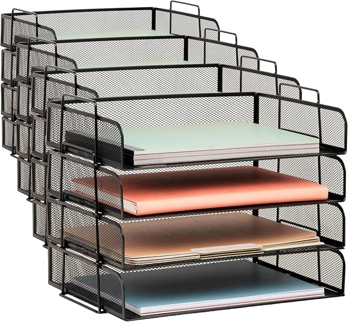 Mind Reader Stackable Paper Tray, Desktop Organizer, File Storage, Metal Mesh by MindReader