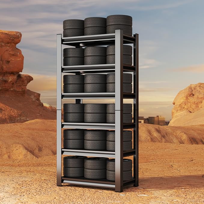 Storage Shelves, Garage Metal Shelving Unit, Adjustable, Double-Layer Column by Beaunatixx