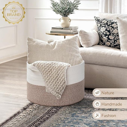 INDRESSME Large Blanket Basket, Laundry Toy Storage Baskets, Decorative Woven - Image 7