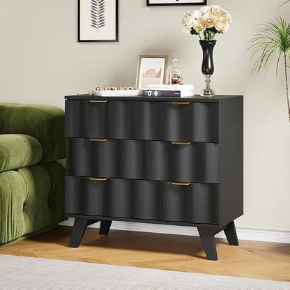 3 Drawer Dresser, Fluted Chest of Drawers by EnjoyaWarmandCozyLife