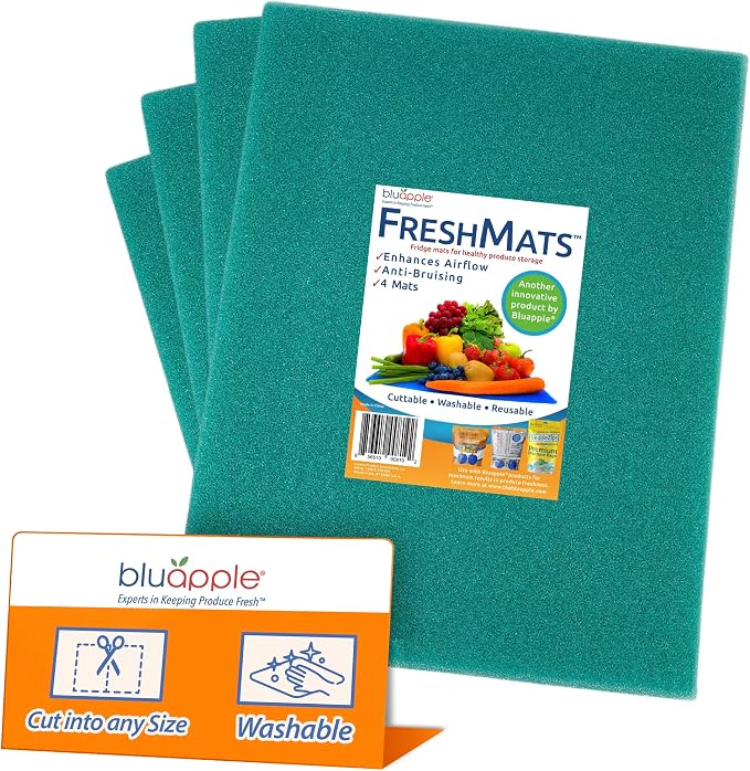 Bluapple FreshMats, Refrigerator Bin Liner, Fridge Drawer Mats, Crisper Life by TheBluappleCompany