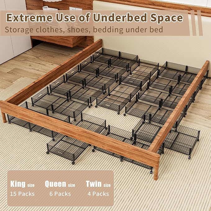 Under Bed Storage on Wheels, Upgraded 31.5 inch Large Rolling Under Bed Storage - Image 6