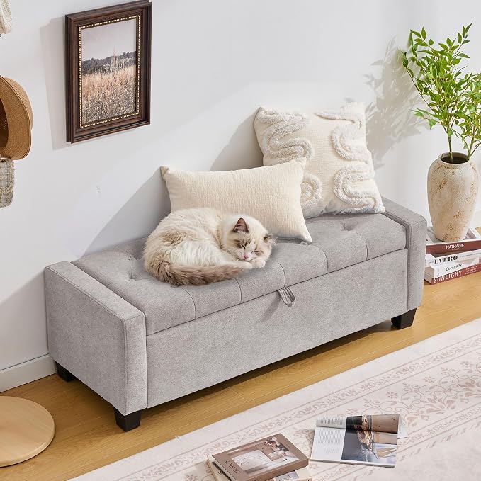 Huatean Home 43" Ottoman with Storage, Storage Ottoman Bench with Safety Hinge - Image 6