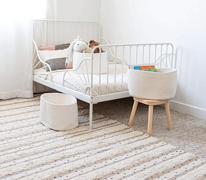 OrganiHaus Set of 3 Off-White Woven Storage Baskets - Image 5
