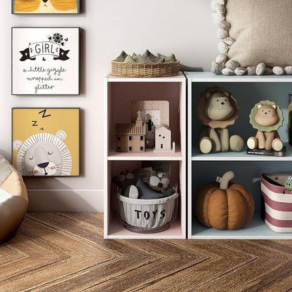 Homes: Inside + Out Apexa 2-Cube Storage Organizer Shelves, Stackable Wood - Image 2