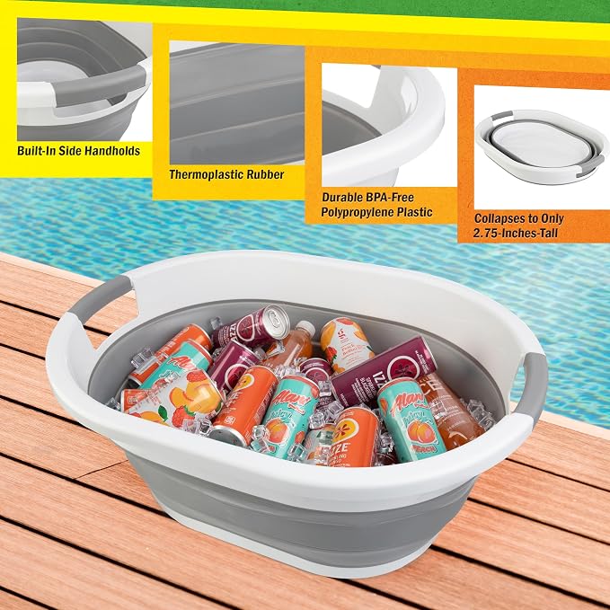 Collapsible Laundry Basket - 39L Portable Sink - Multipurpose Plastic Bin - Image 3