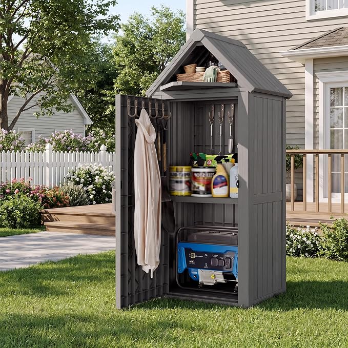 Bifanuo Deck Box Storage Shed Outdoor Storage Cabinet, Vertical Waterproof - Image 7