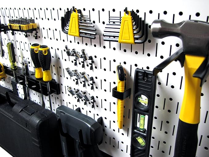 Wall Control Pegboard 16in x 32in Horizontal White Metal Pegboard Tool Board - Image 2