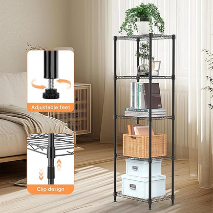 5 Tiers Shelf Metal Storage Shelves Wire Rack Closet Organizers - Image 5