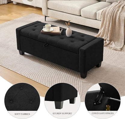 Huatean Home 43" Ottoman with Storage, Upholstered Entryway Bench with Seating - Image 3