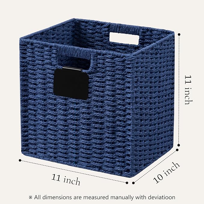UBBCARE 4 Pack Wicker Basket, 10.5×10.5 Storage Cubes - Image 2