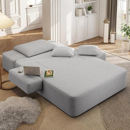 2-in-1 Convertible Chaise Lounge Indoor, 60.2" Corduroy Upholstered Chaise - Image 4