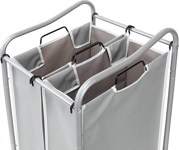 Simple Houseware 2-Bag Heavy Duty Rolling Laundry Sorter Cart - Image 3
