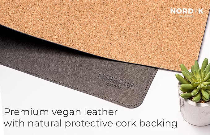 Nordik Cork Leather Desk Mat Cable Organizer - Image 4