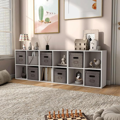 Homes: Inside + Out Apexa 4-Cube Storage Organizer Shelves, Stackable Wood - Image 12