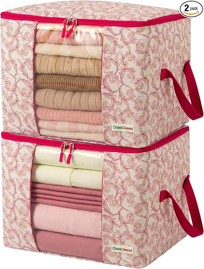 Chaos Cleared Canvas Storage Bags Designer Organizer 2 Pack – Seasonal Storage by ChaosCleared